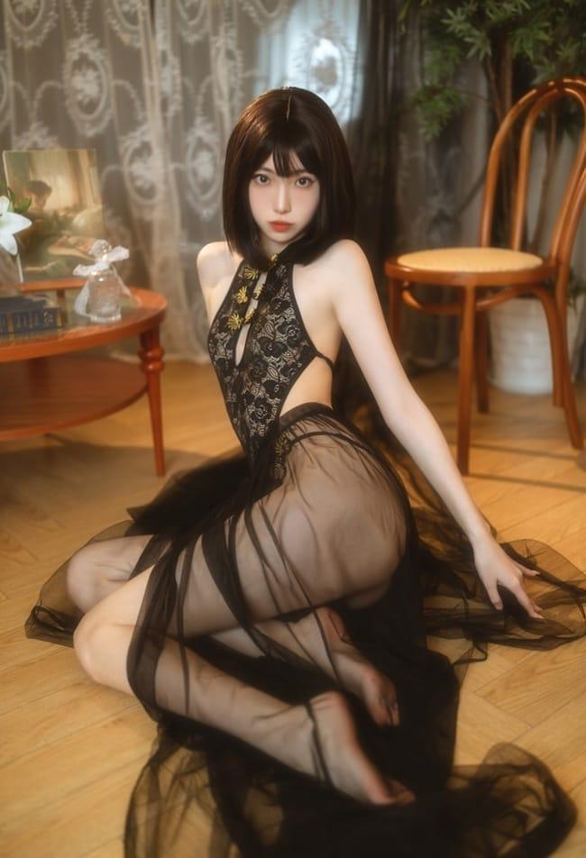 许岚LAN – NO.009 黑纱旗袍[40P-487MB]-客模COSER写真收藏网