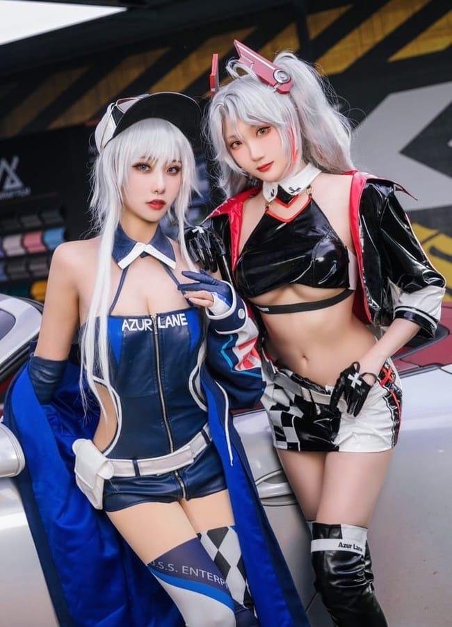 Momoko葵葵 NO.033 &瓜希酱 碧蓝航线 欧根&企业 赛车女郎 [58P-277M]-客模COS写真收藏网