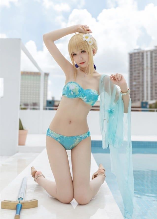 封疆疆v – NO.15 阿尔托莉雅·潘德拉贡 泳装[40P-45MB]-客模COS写真收藏网