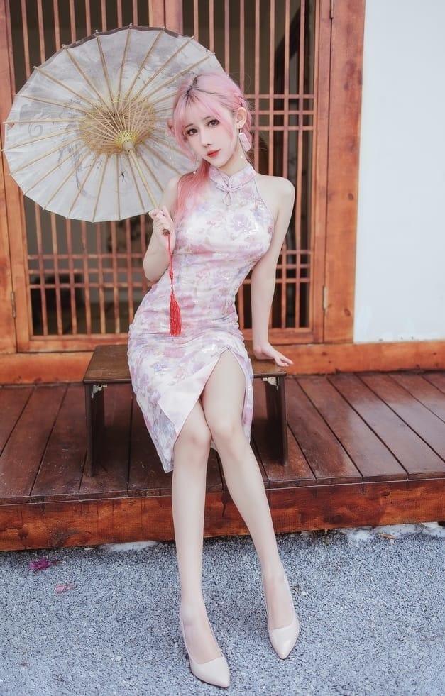 仙女月 NO.14 粉色旗袍 [20P-170M]-客模COS写真收藏网